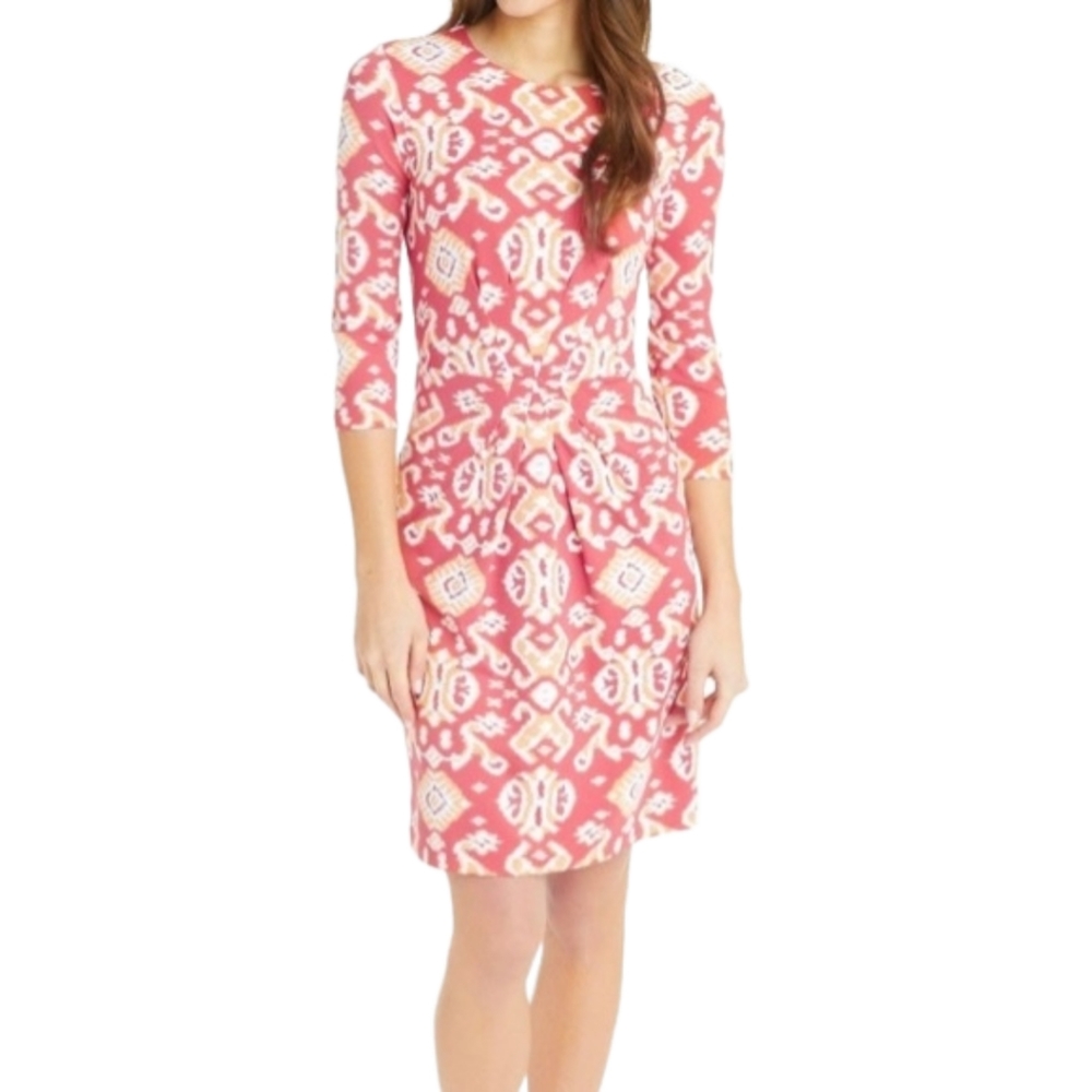J..McLaughlin Mia Ikat Scroll Dress Coral Size Medium